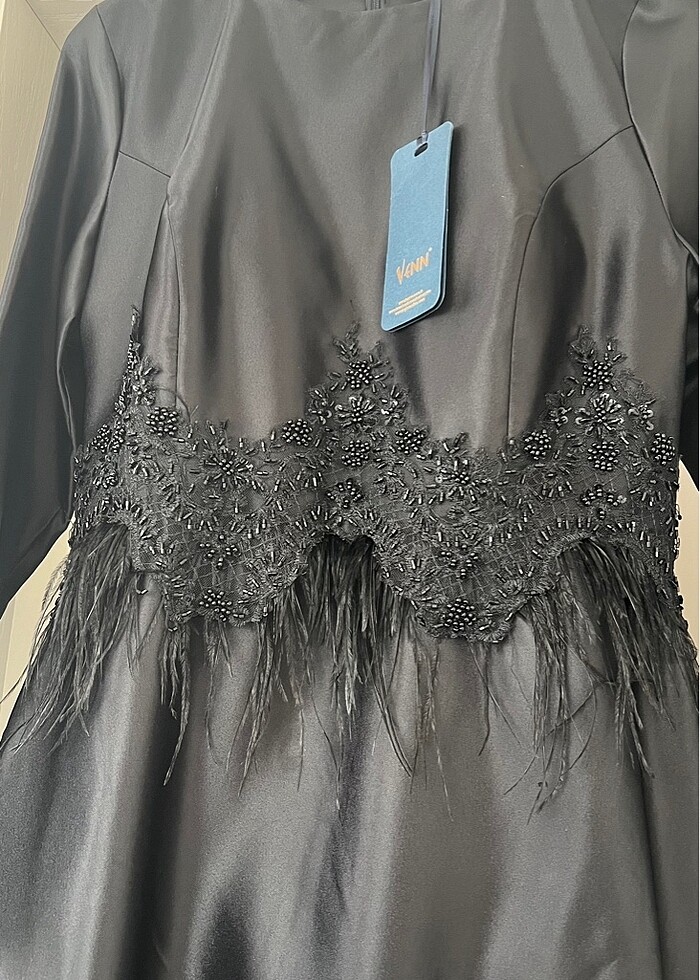 SİYAH SATEN ELBİSE 40-42 beden uyumlu TUĞBA/VENN marka. - Görsel 2