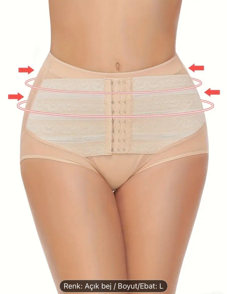 Ten rengi (açık bej) Özel Tasarım Külot Korse - Görsel 3