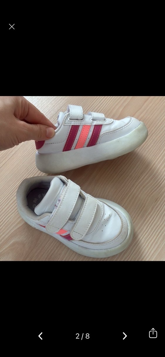 Kız Çocuk Beyaz Cırt Cırtlı Spor Ayakkabı - Görsel 2