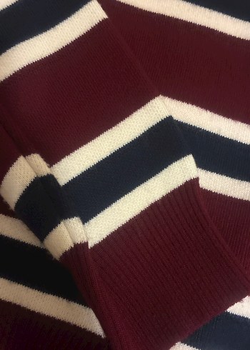 Bordo Düğmeli Uzun Kollu Polo Triko - Görsel 2