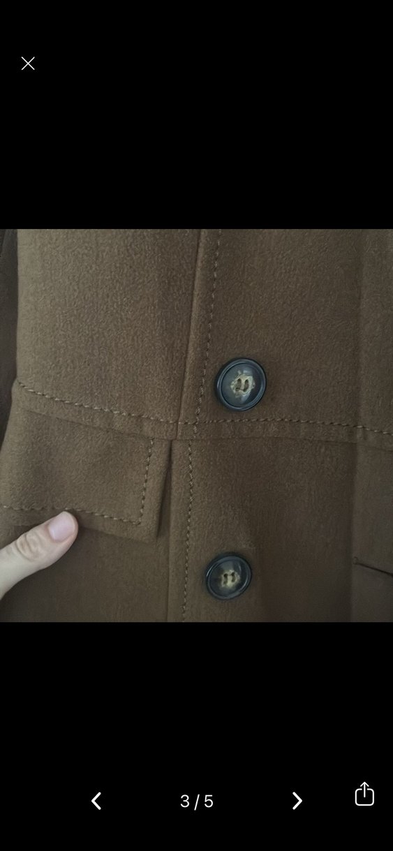 Düğmeli Kahverengi Süet Kadın Kaban - Görsel 3