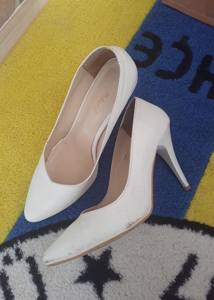 Beyaz renk kadın stiletto - Görsel 2