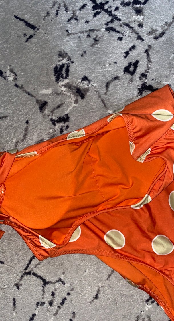 Turuncu Puantiyeli Bohem Kadın Mayo - Görsel 4