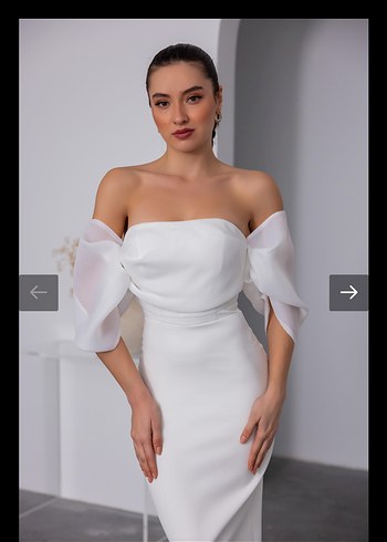 Diğer Beyaz midi boy abiye elbise nikah elbisesi