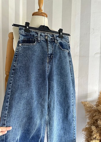 36 Beden Bol paça yüksek bel jean