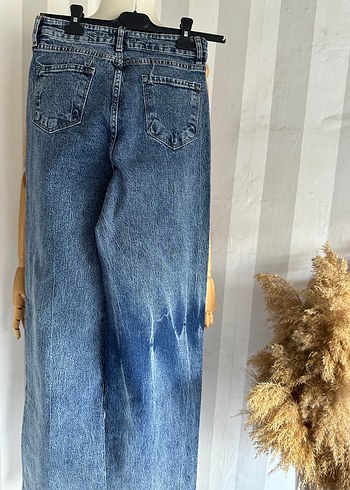 Bol paça yüksek bel jean - Görsel 5