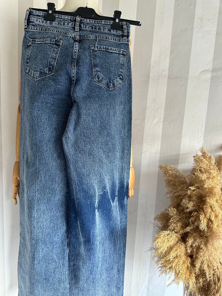 Bol paça yüksek bel jean - Görsel 5