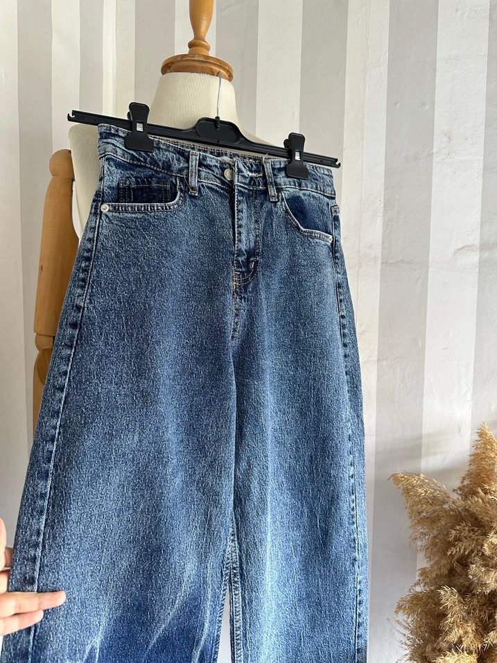 Bol paça yüksek bel jean - Görsel 2