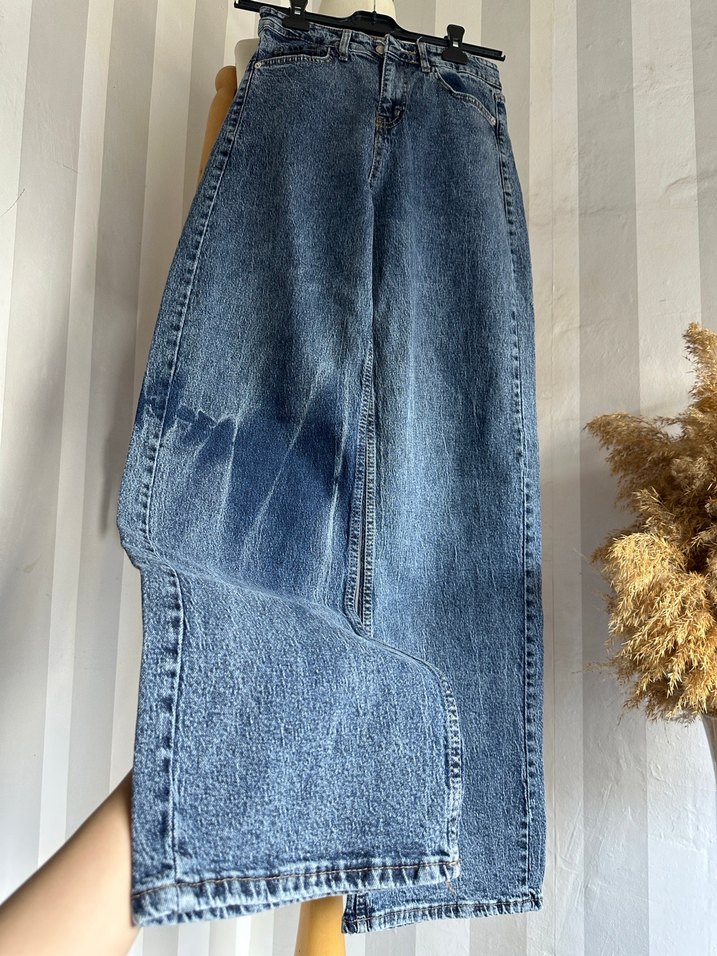 Bol paça yüksek bel jean - Görsel 3