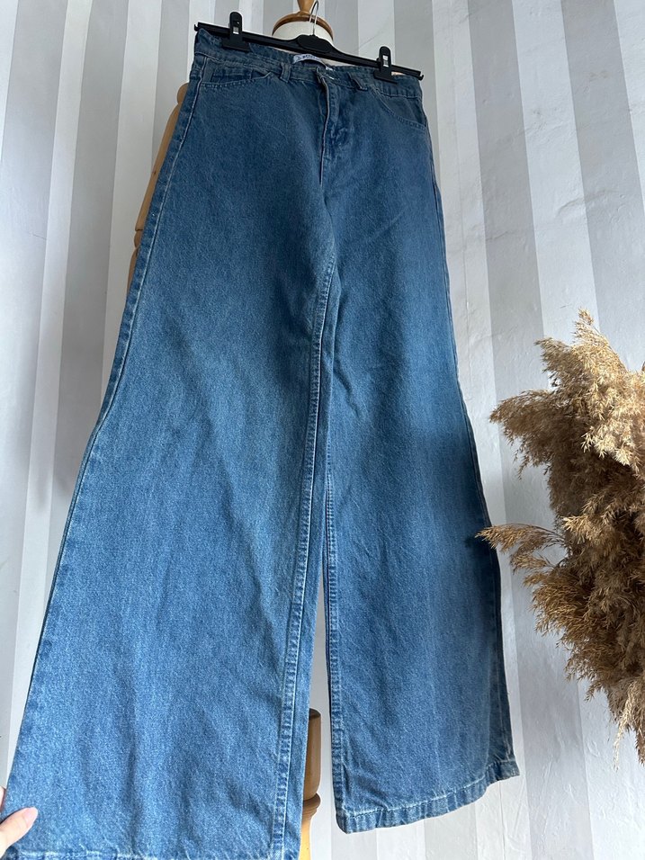 Bol paça yüksek bel jean - Görsel 3