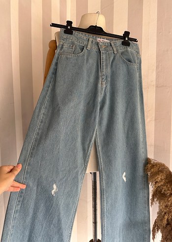 Bol paça yüksek bel jean - Görsel 4