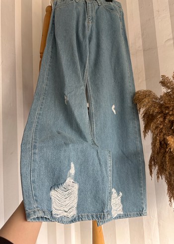 Bol paça yüksek bel jean - Görsel 3