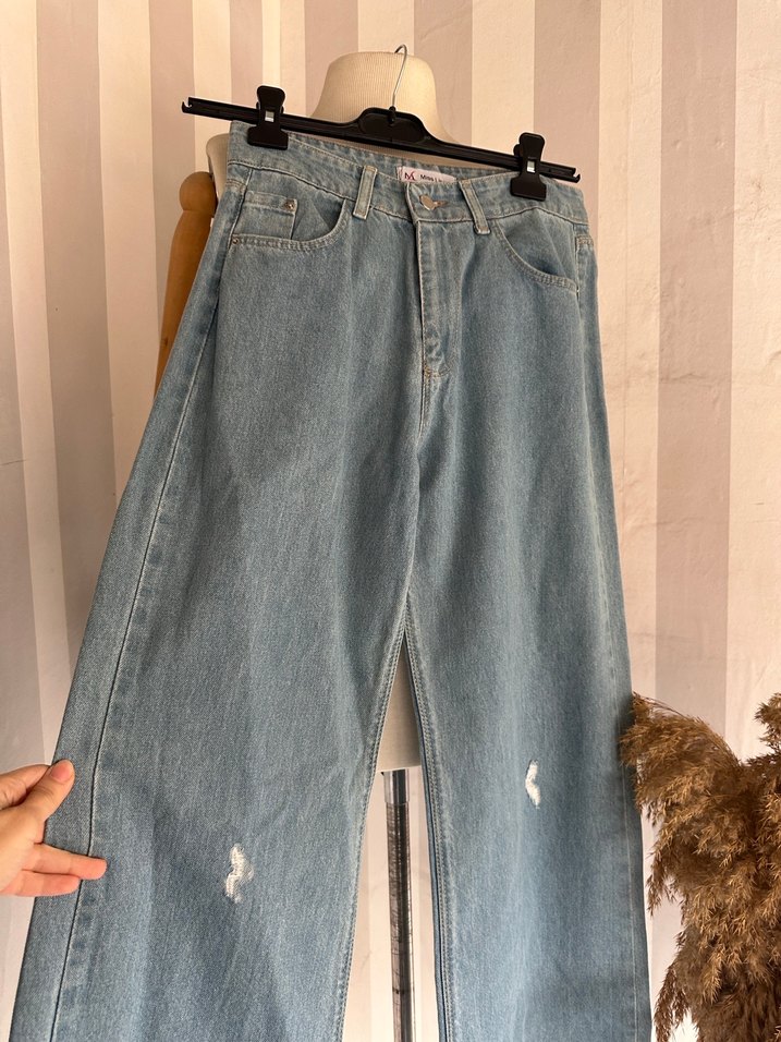 Bol paça yüksek bel jean - Görsel 2