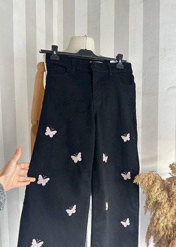 Yüksek bel bol paça jean - Görsel 2