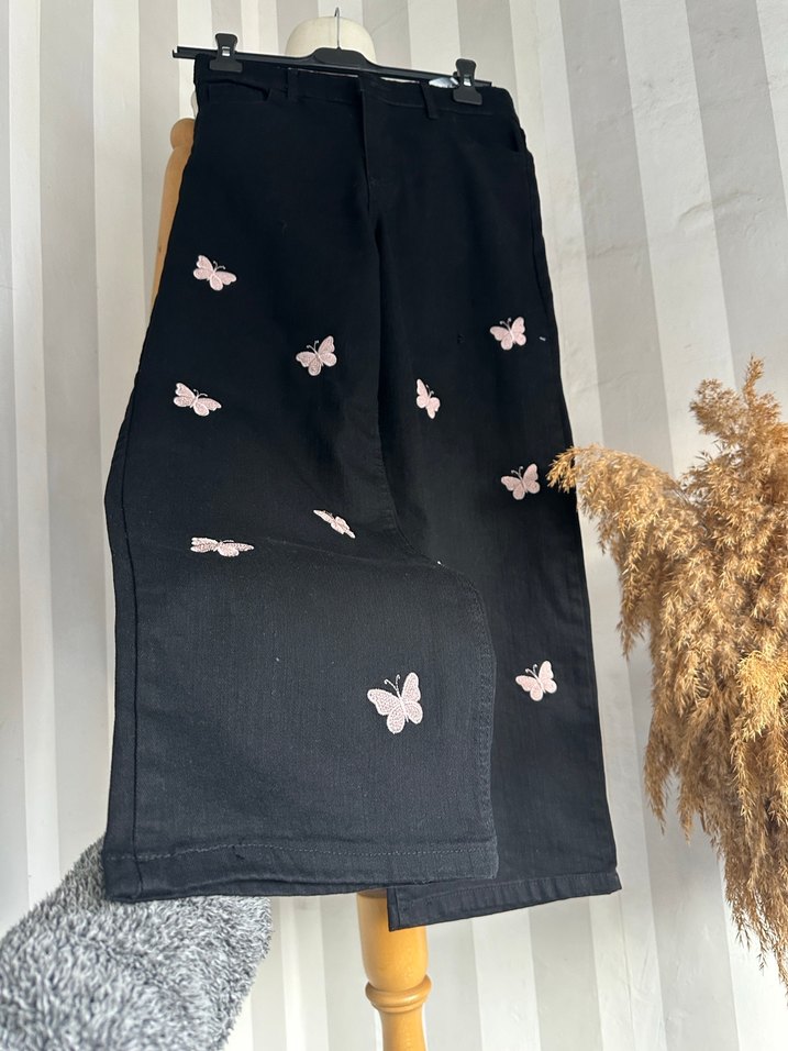 Yüksek bel bol paça jean - Görsel 3