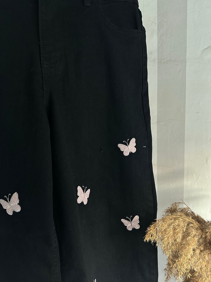 Yüksek bel bol paça jean - Görsel 5