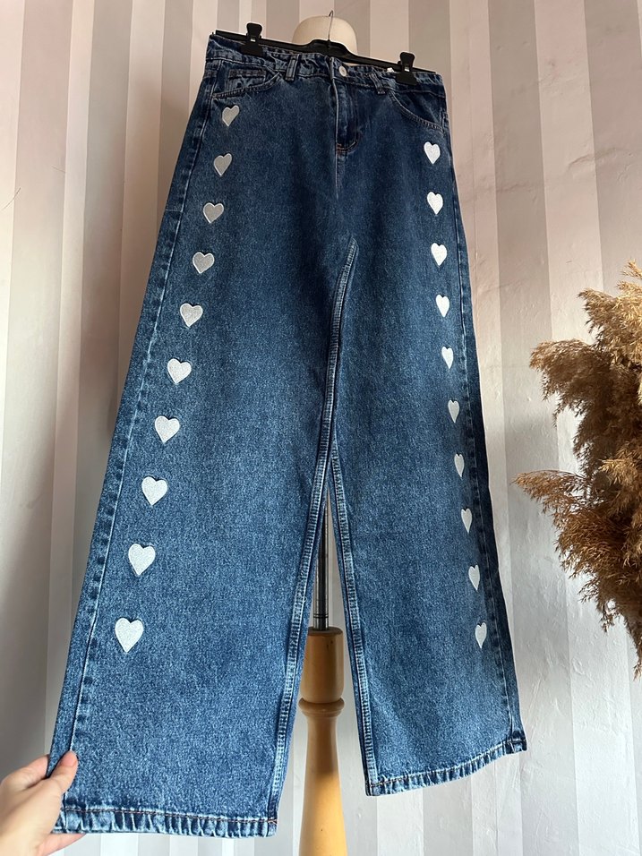 Bol paça yüksek bel jean - Görsel 3