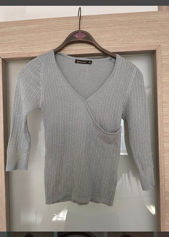 Stradivarius Gri Fitilli V Yaka Triko Kazak