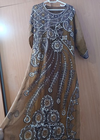Diğer Bohem Tarz Uzun Kollu Kahverengi abaya