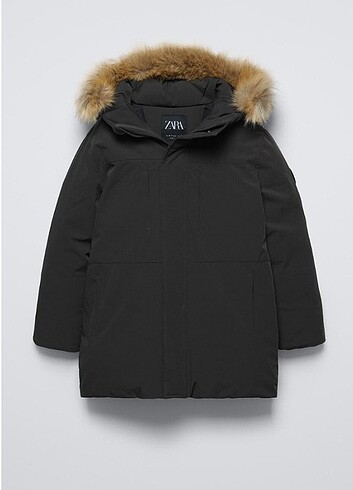 ZARA SU GEÇİRMEZ KUŞ TÜYÜ KAPÜŞONLU ŞİŞME PARKA 