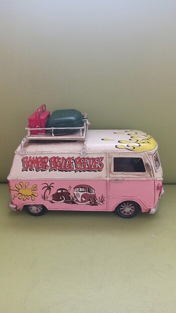Pembe metal karavan çerçeveli kalemlikli biblo 
