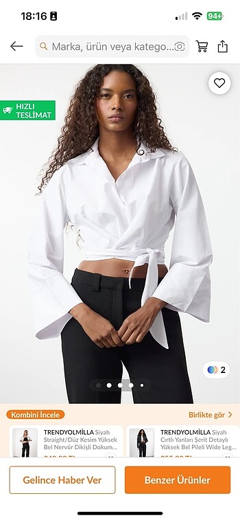 Bağlamalı beyaz gömlek - Görsel 3