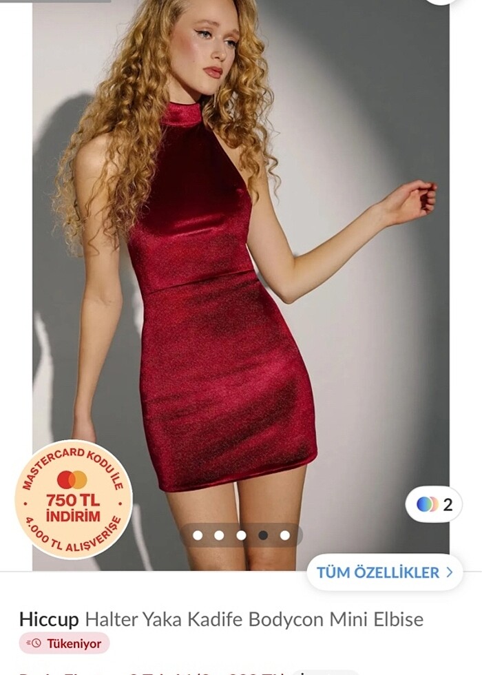 Halter yaka kadife mini gece elbisesi - Görsel 4