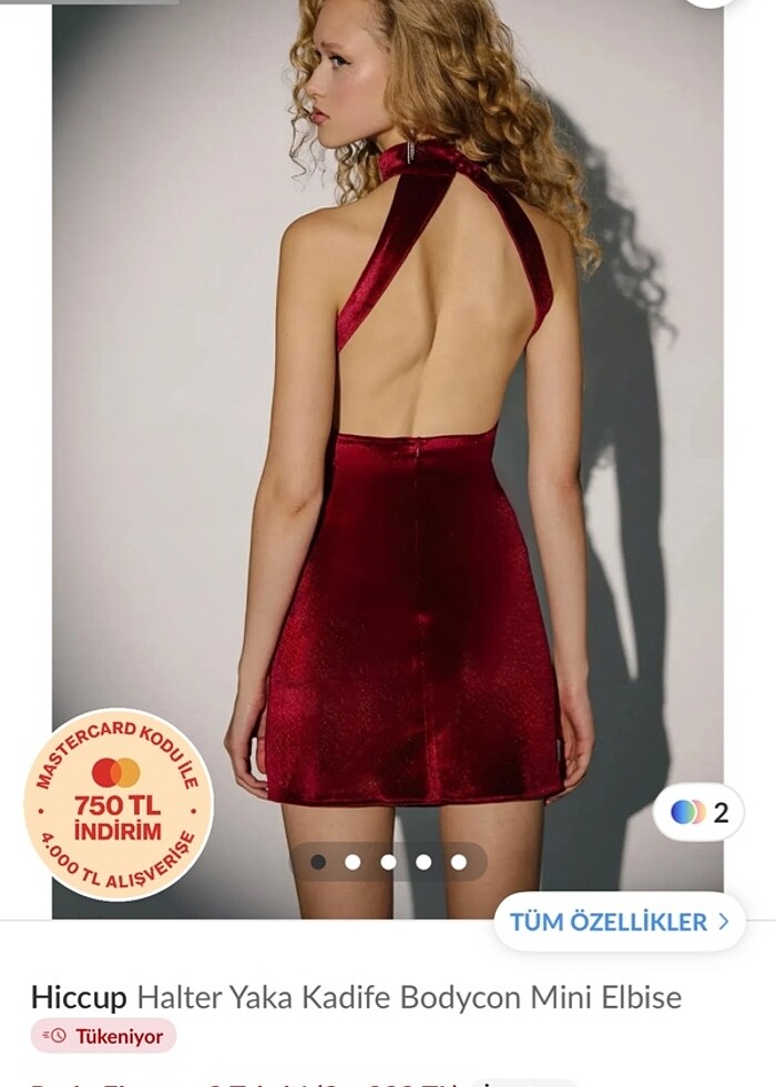 Halter yaka kadife mini gece elbisesi - Görsel 5