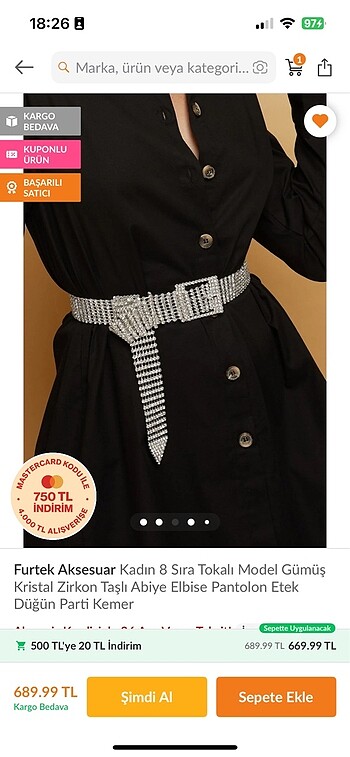 Gümüş kristal taşlı zirkon kemer - Görsel 2