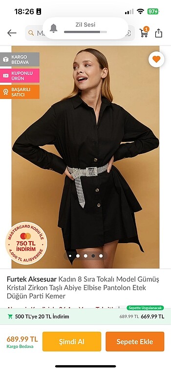 Gümüş kristal taşlı zirkon kemer - Görsel 3