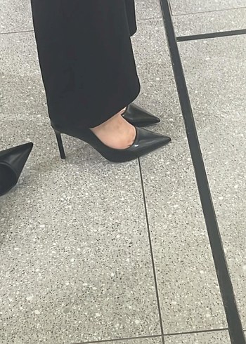 Kadın Siyah Deri Stiletto İş Ayakkabısı - Görsel 3