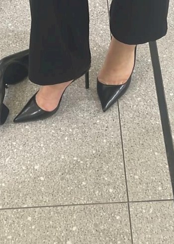 Kadın Siyah Deri Stiletto İş Ayakkabısı - Görsel 2