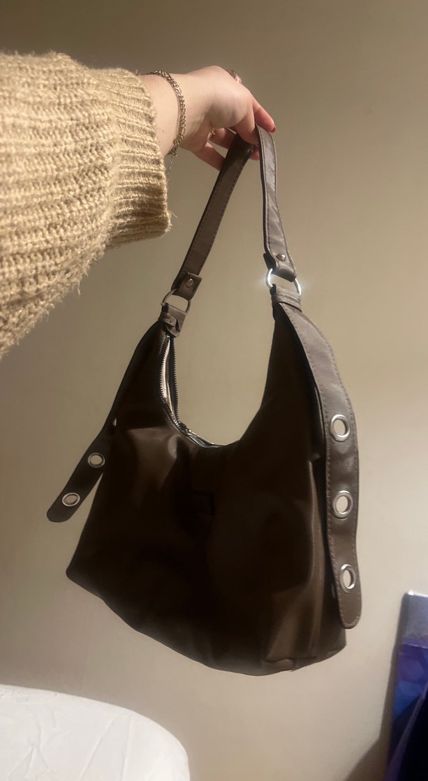 Kahverengi Deri Kadın Omuz Çantası - Görsel 4