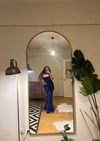 Mavi Drapeli Uzun Abiye Elbise - Görsel 6