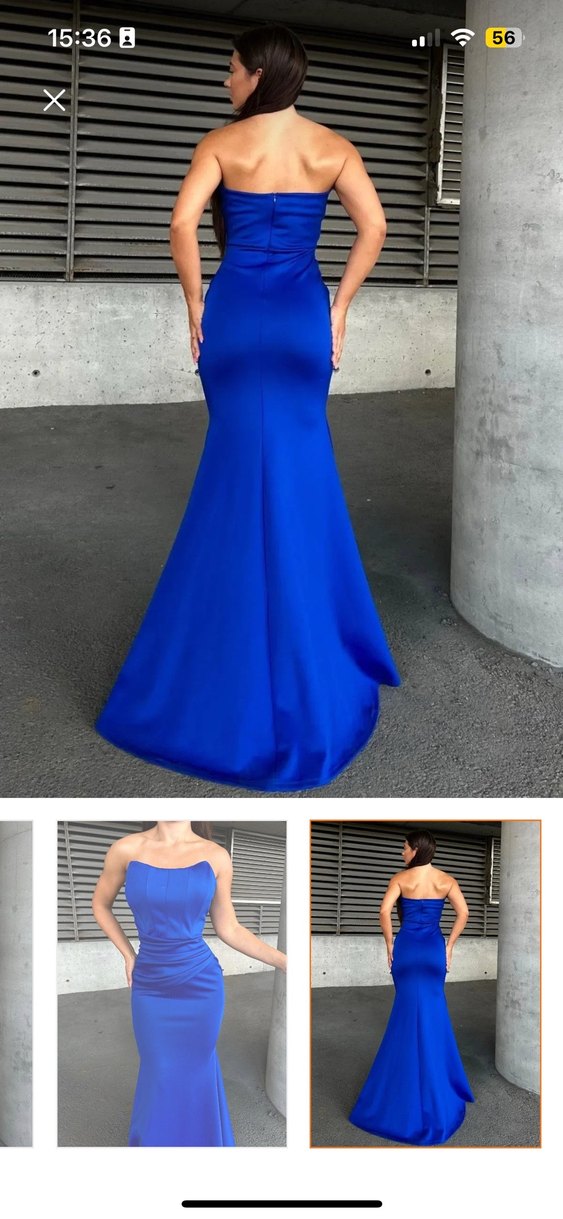 Mavi Drapeli Uzun Abiye Elbise - Görsel 5