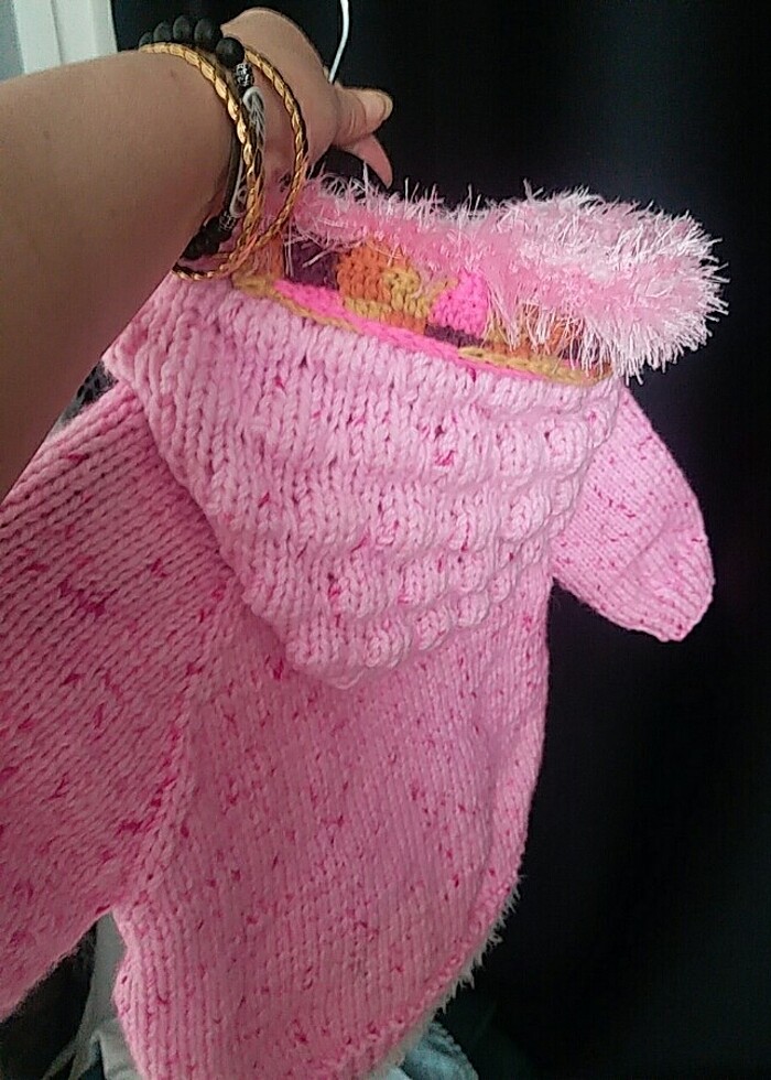 Kz çocuk örme kapisonlu ceket - Görsel 3