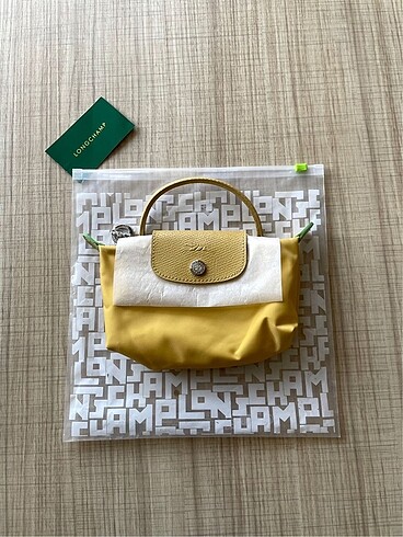 Longchamp Longchamp le pliage xs mini pouch çanta koyu sarı