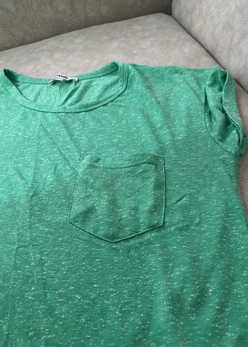 Yeşil Kısa Kollu Pamuklu Basic Tişört - Görsel 2