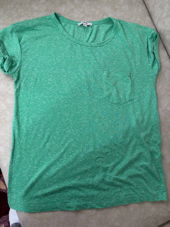 Yeşil Kısa Kollu Pamuklu Basic Tişört - Görsel 5