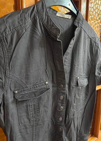 Gri Düğmeli Kız Çocuk Keten Elbise - Görsel 2