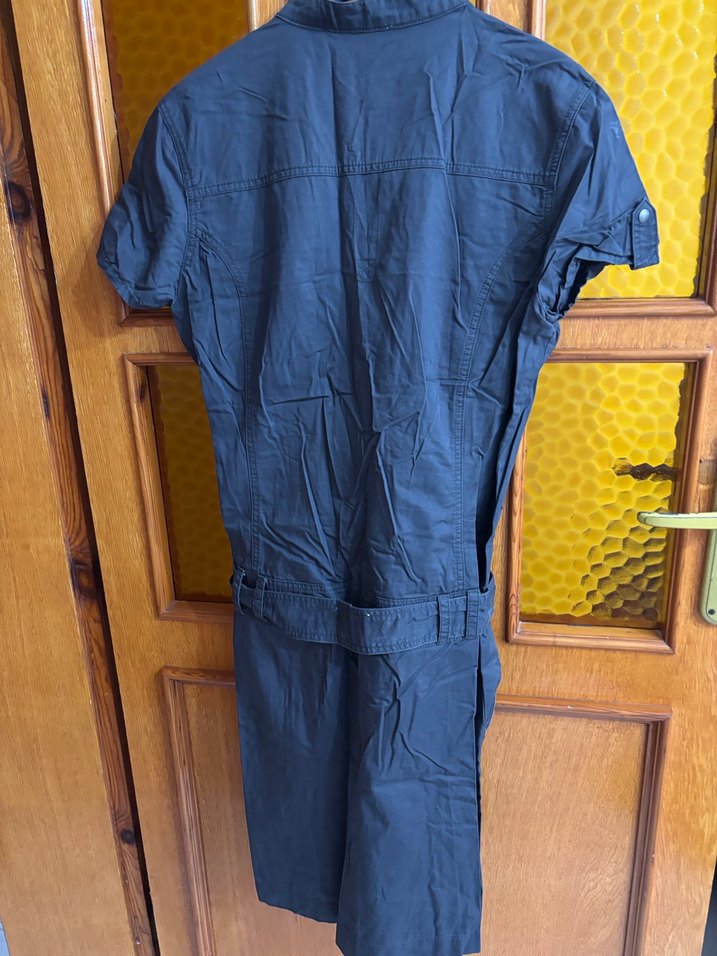 Gri Düğmeli Kız Çocuk Keten Elbise - Görsel 4