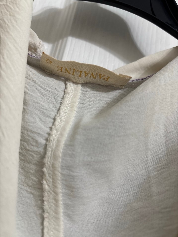 Mor Beyaz Düğmeli Rahat Tunik - Görsel 4