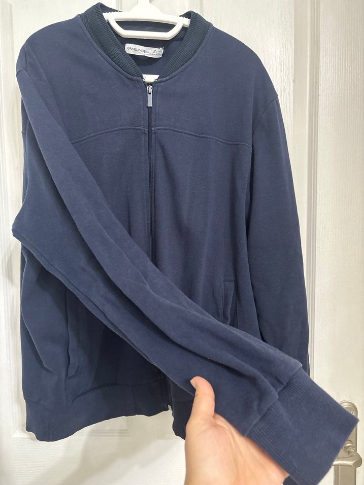 Erkek Lacivert Fermuarlı Sweatshirt - Görsel 2