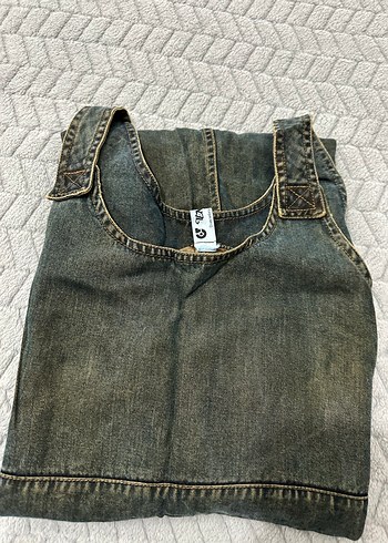 Kadın Kahverengi Kot Hamile Elbise - Görsel 6