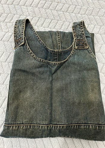 Kadın Kahverengi Kot Hamile Elbise - Görsel 3