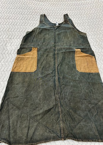 Kadın Kahverengi Kot Hamile Elbise - Görsel 2