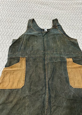 Kadın Kahverengi Kot Hamile Elbise - Görsel 5