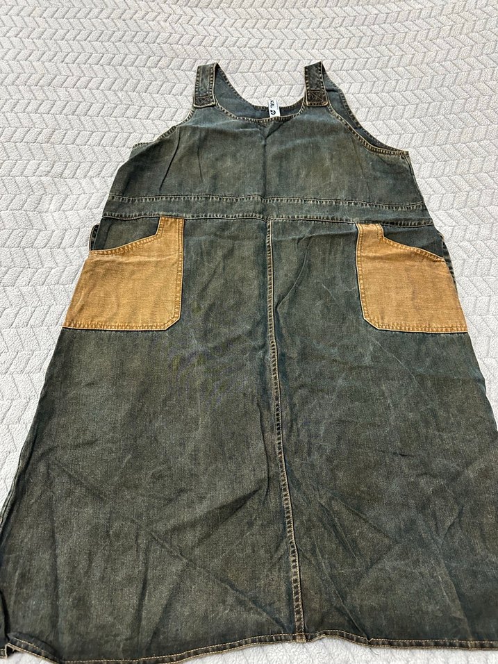 Kadın Kahverengi Kot Hamile Elbise - Görsel 2