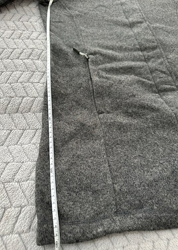 Gri  Midi Boy Düğmeli Kaban - Görsel 10