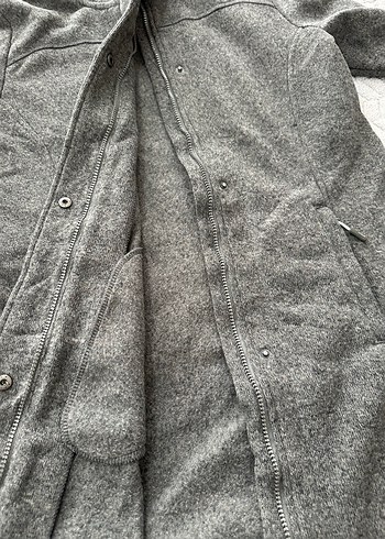 Gri  Midi Boy Düğmeli Kaban - Görsel 7